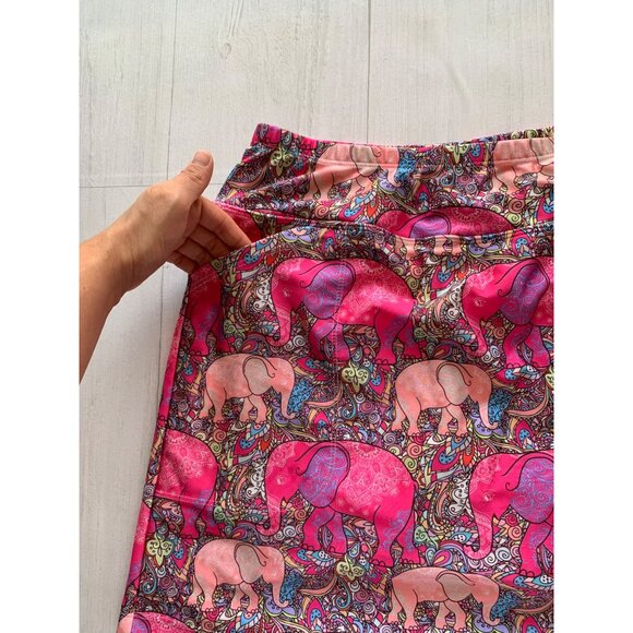 Elephant Print Womens Skirt By Skinz S Nylon & Spandex Vibrant Pink & Multicolor - Picture 2 of 9